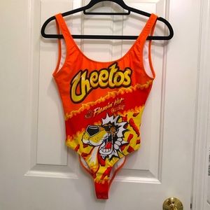 Flaming hot Cheetos bodysuit / one piece swimsuit
